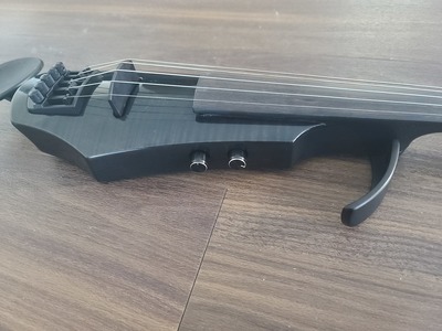 NS Designs five stringed WAV electric violin side of instrument