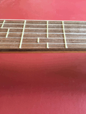Quarter Comma Meantone Classical Guitar fretboard, closeup of frets
