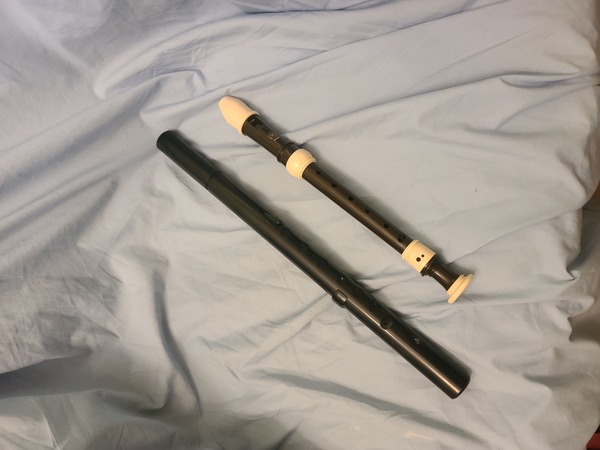Alto Kelhorn by the Susato Workshop with soprano recorder by Yamaha